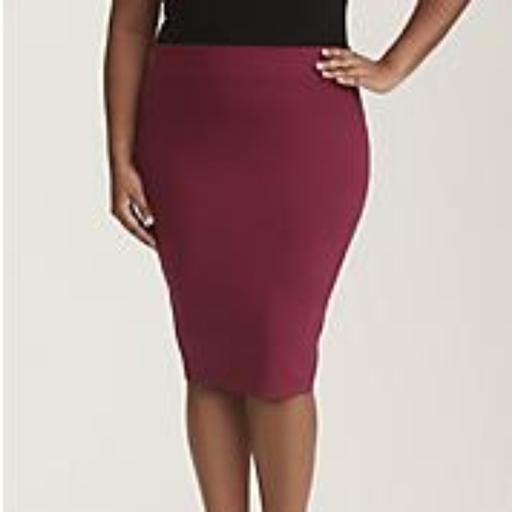 Torrid Burgundy Ponte Midi Skirt 2x